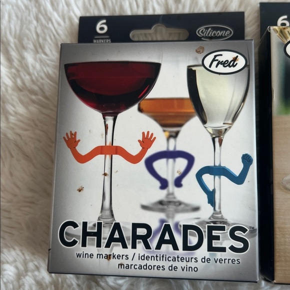 Wine Glass Charms 6 Wine Lives Charades Wine Markers NEW! - Picture 2 of 7